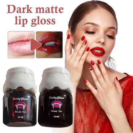 Matte Lip Gloss Halloween Festival Essential Matte Lip Gloss OG Bloody Tint Set Matte Dark Lipstick For Party Cosplay