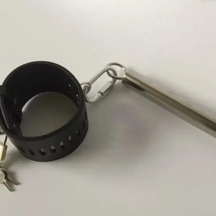 Stainless Steel T Metal Frame Locking Device Open Leg Bar with Fix AnkleCuffs Anal Plug Dildo Open Leg Sex Toy for Couples Adult