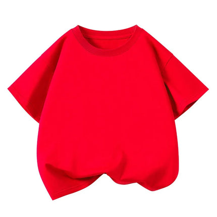 1pcs Summer Pure Cotton Boys Girl Solid Color Tees Fashion Top Childrens Short Sleeve Clothes T-shirts Child Loose Casual Tshirt