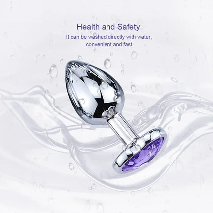 Heart Base Metal Anal Plug 3 Sizes Crystal Butt Plug for Women Removable Stainless Steel Anal Anus Masturbation Adult Sex Toys