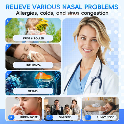 Nasal Irrigation System Sinus Rinse Machine with Water Tank & Waste Collection Tank - Nose Cleaner for Sinus,Allergy Relief
