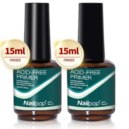 Nailpop Nail Dehydrator and Primer Acid Free Natural Nail Prep for Acrylic and UV Gel Nail Polish Fast Dry Superior Bonding Set