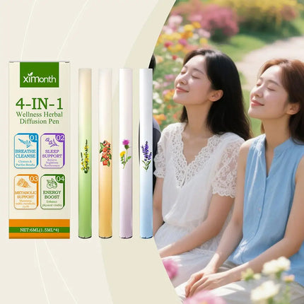 4pcs Air Freshener Pen Relaxation Sensory Clear Breathing Good Mind Freshening Fragrance Aromatherapy Diffuser Lung Cleaning Pen