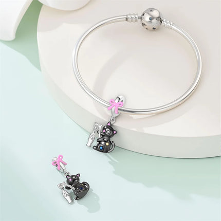 Hot Sale 925 Sterling Silver Cute Panda Beads & Penguin Dangle Charm Fit Snake Bracelet Boutique Necklace Black Pendant Gift
