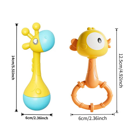 Baby Rattle Infant Developmental Hand Grip Baby Montessori Puzzle Toys Cute Animal Music Sound for Newborn Teether Gift