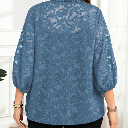 Large-sized women's casual and elegant vacation printed lantern sleeve loose top