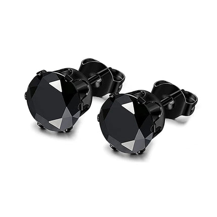 3-8mm Small Black Silver Color Earrings Stone CZ Crystal Ear Studs Surgical Steel Cubic Zirconia Helix Earring Women Accessories