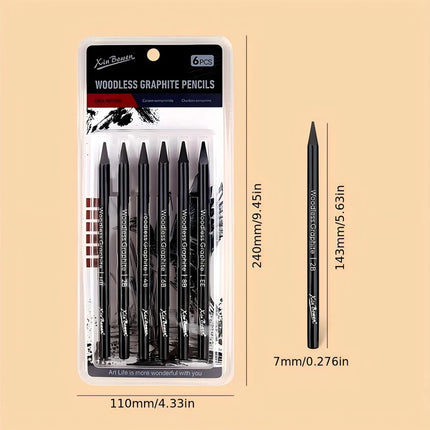 Wood Free Graphite Sketching Carbon Pencil Set for Art Students Drawing Charcoal Pencil Solid Wholesale