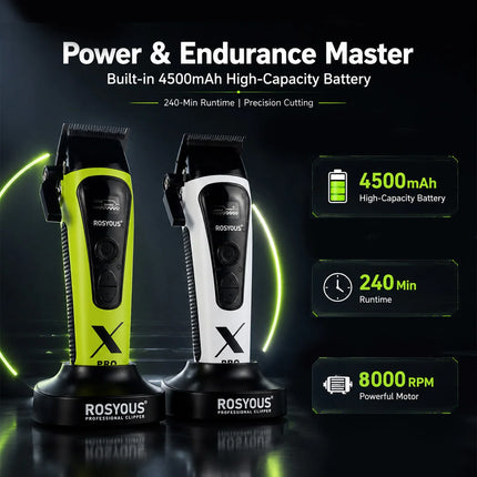 ROSYOUS RS-888C KM-1595 JC-10000 External Rotor Brushless Motor Men Electric Hair Clipper Kit 8000RPM Professional Hair Trimmer