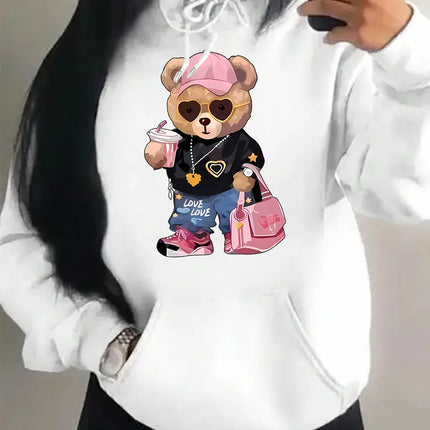 Cool Bear Sister Pattern Creative Design Women Clothes Creativity Fleece Hoodie Harajuku Pocket Pullovers Funny Autumn Hoody
