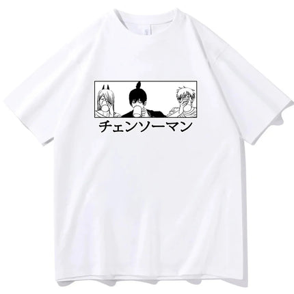 Chainsaw Man cotton shirt teen University graphic Grunge Retro t-shirt Classic Punk 2000s Trendy