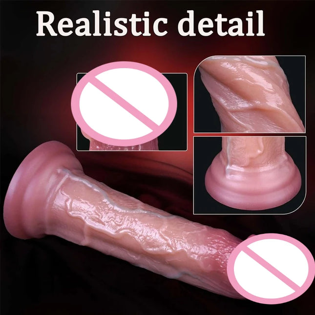 Realistic for Women Silicone Long Dildo Anal Plug Big Penis Strong Suction Cup Hands-Free Play for Adult Sex Masturbator G Spot