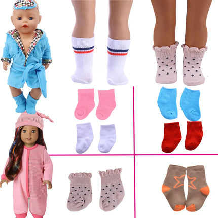 Pop Solid Color Striped Stocking For 18Inch American Doll&43Cm Reborn Baby Doll Clothes Accessories,Our Generation Girl's Toys