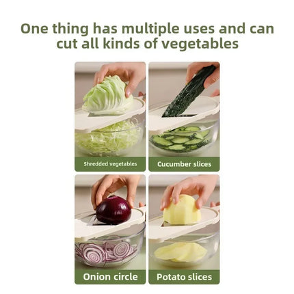 Multi Handheld Mandoline Slicer - Stainless Steel V Blade, with Cleaning Brush, Comfort Grip, Easy to Clean, for Kitchen, Vegeta