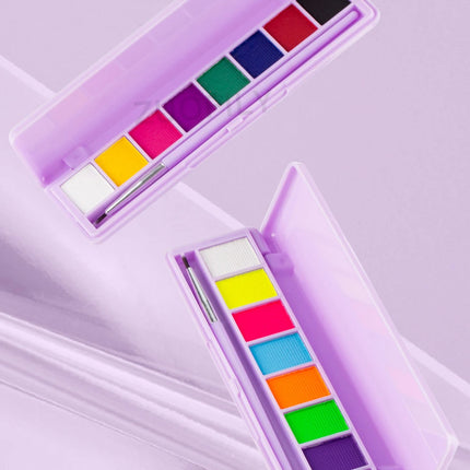 8 Color/box Water Activated Eyeliner Eyeshadow Palette UV Light Neon Reactive Eyeliner Pen Glow In Dark Eye Makeup Pigment Blue
