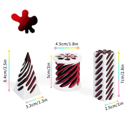 2/3/5/7pc Set 3D Printed Spiral Cone Prelearning 3D Printed Toy Spiral Pyramid Fidget Toy Stress Relief Christmas Gifts Ornament