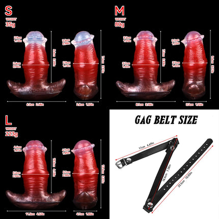 YOCY Red Horse Dildo S,M,L Size Mouth Gag 10 Modes Bullet Vibrator Adjustable Leather Sex Toy For Couple Game Bondage