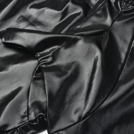 Sexy Mens Lingerie Stretchy Faux Leather Exotic Short Pants With Penis Sleeves Latex Fetish Underpants Male Gay Panties Costumes