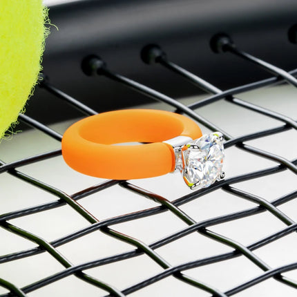 MossanRappr 3.5ct D Color Moissanite Silicone Ring 925 Sterling Silver Solitaire Engagement Ring for Women Rubber Wedding Bands