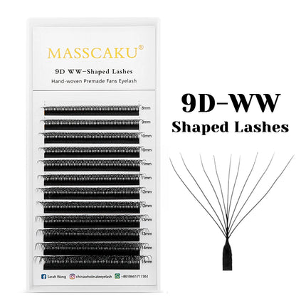 MASSCAKU Spike 3D W Eyelashes Extensions 0.07mm Thickness 8-15mm Mix Hand Woven Premade Volume Fans Lashes for Makeup Lovers
