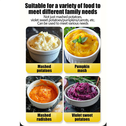 Mash Potatoes Masher Manual Stainless Steel Food Masher Heavy-Duty Mashing Utensil Kitchen Gadget Manual Potatoes Ricer for Bean