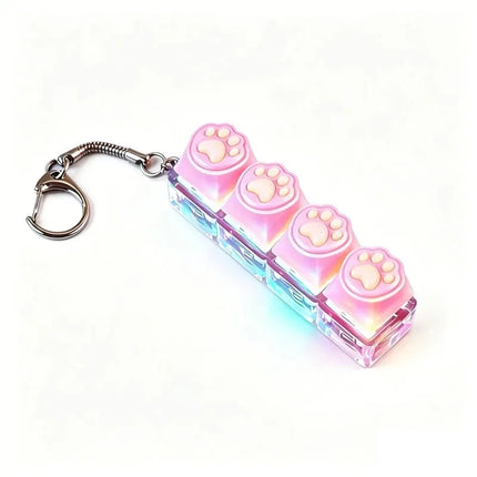 =Clickable Keyboard Keychain LED Light - Stress Anxiety Relief Fidget Toy, Portable Desktop Accessory for Office Decoration Gift