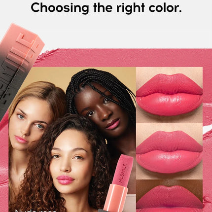 6-Color Embossed Matte Lipstick, Easy to Apply, Moisturizing and Natural Finish Long-Lasting Smooth Texture for Soft and Elegant