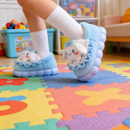 Kids' Slippers House Shoes Cartoon Cinnamoroll Winter Shoes For Girls Anti-slip Warm Thick Bottom Pink Pruple Shoes Size 24-41