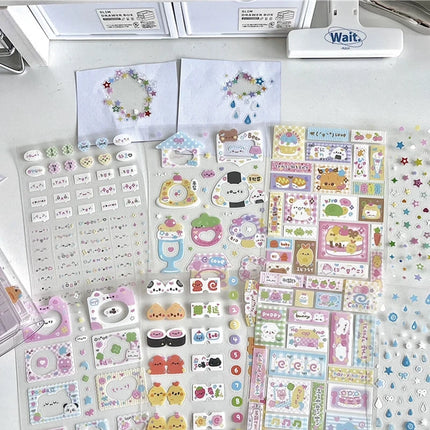 8pcs Set Korean Ins Cute Cartoon Cut Film Sticker for Phone Camera Luggage Journal Sticker Kawaii Decoration Sticker Gift