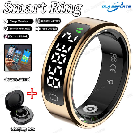 2026 New Video Control GPS Motion Smart Ring LED Display Heart Rate&Blood Oxygen Smartring IP68&5ATM Waterproof Sports Smartring