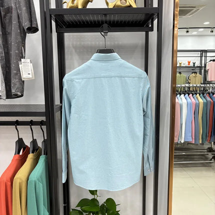 100% Cotton Corduroy Shirt - Green Long Sleeve M-4XL - Spring Autumn Slim Fit Candy Color Collection