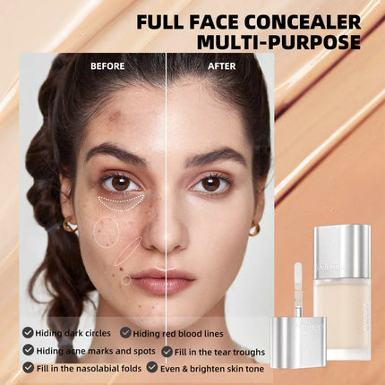 QIBEST Makeup Concealer Hydrating Lightweight Waterproof Permanent Dark Circles and Acne Mark Covering and BrighTening Concealer