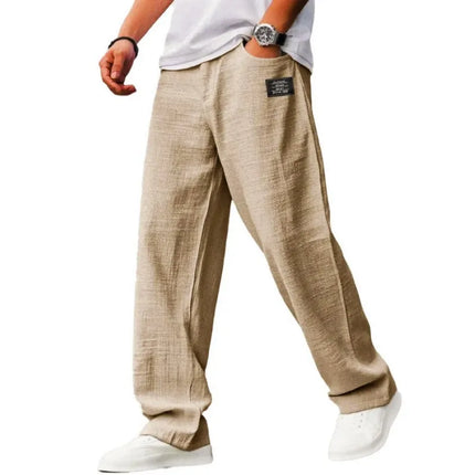 Men's Solid Color Loose Wide Leg Pants Summer Lightweight Casual Straight Trousers Youth Streetwear Fashion Long Pants