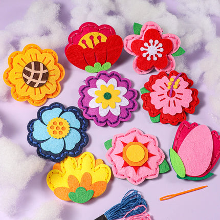 9-piece Floral DIY Sewing Kit; Beginner Hand-Sewing Materials for Fun; Cute Flower-Shaped Pouch for Birthday Gift; Handmade Craf