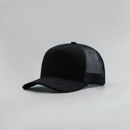 Leather Label Custom Logo Five-panel Suede Baseball Cap Men and Women Spring and Summer Color Matching Mesh Truck Driver Hat