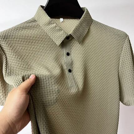Brand Clothes Summer New Men's Short Sleeve T-shirt Ice Silk Cool and Breathable POLO Shirt Business Casual Sweat-absorbing Top