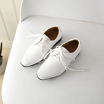 Iawesome Boys Leather Shoes Kids Flats Lace-up Children's Wedding Shoes For Toddlers Boy Big Boys Fashion For Performance