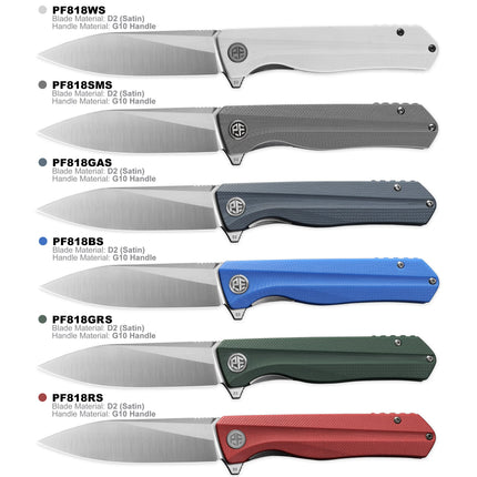 Petrified Fish PF818 Forwar Folding Knife Pocketknives D2 Steel Ball Bearing G10 Handle Foldable Camping Hunting EDC Pocket Tool