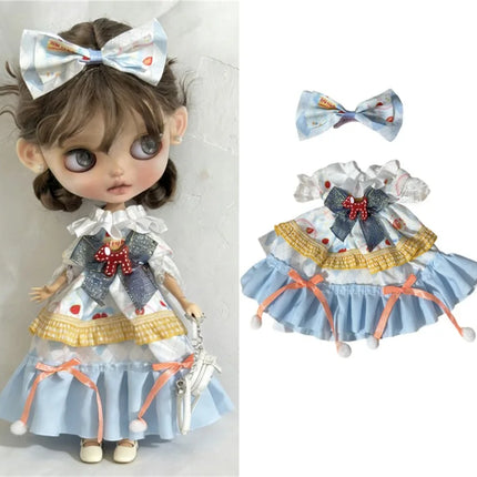 For Blythe Doll Lace Fairy Princess Dress Outfit Clothes Cartoon Colorful Fastfood Skirt Animal Clothing OB24 OB22 1/6 Ropa Gift