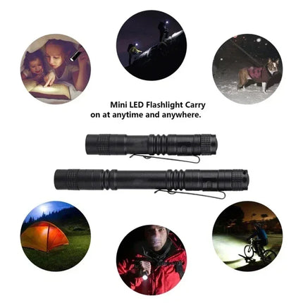 EDC Flashlight Mini Aluminum Alloy High Lumens Portable Pen Torch with Clip for Camping Cycling Reading Hiking Emergency Light