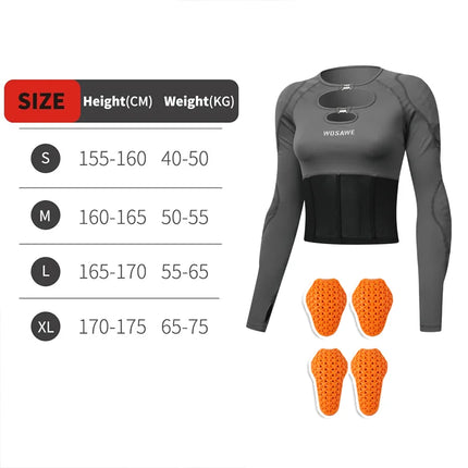 WOSAWE Motorcycle Jacket Women Summer Hollow Mesh Breathable Long Sleeve Motorbike Riding Gear External Removable Pads Short Top