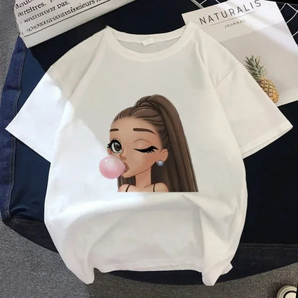 Kobiety Ariana Grande niebezpieczna kobieta Harajuku koszulka z nadrukiem topy moda letnia koszulka z krótkim rękawem dziewczyna