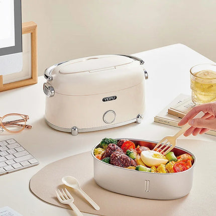 1.2L Home Electric Lunch Box Portable Water-free Keep Warm Lunch Box Office 304 Stainless Steel Rapid Heating Food Heater 220V