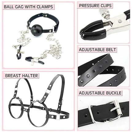 BDSM Breast Bondage Harness Sex Toys B to D Cup Leather Fetish Sexy Chest Restraints Punk Gothic For Women SM Bra Belts Straps