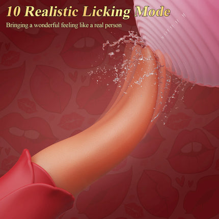 Realistic Tongue Licking Vibrator Powerful Vibrating Nipples Simulated Toy, Rose Toys Couples Vibrator Oral Nipples Stimulator F