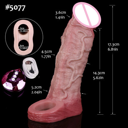 FAAK 10 Mode Remote Control Vibrator Realistic Penis Sleeve Male Sex Toys for Men Penis Enlarger Thicken Dildo Cock Ring