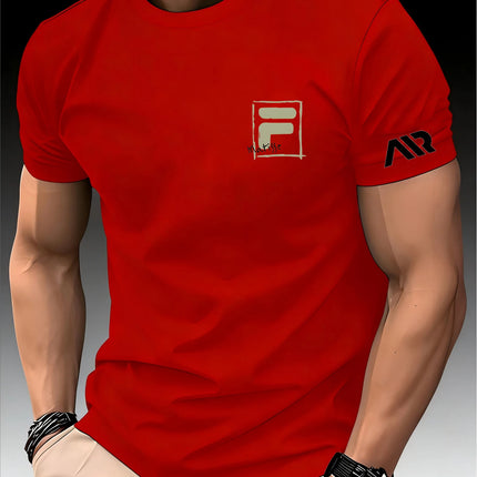 New Men's Spring/Summer Exercise print T-shirts High Trainer Grade Breathable Quick Dry Short Sleeved Top Marathon Gym Fitness