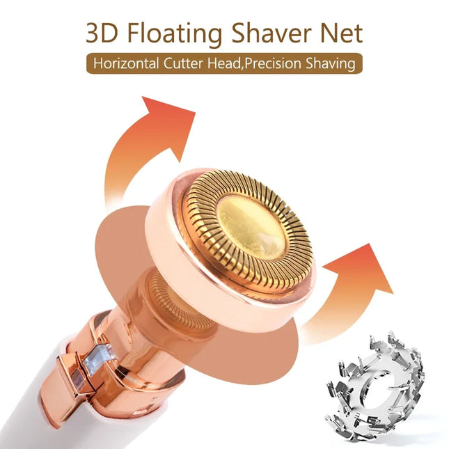 Portable 2-IN-1 Electric Epilator Eyebrow Trimmer Women's Body Facial Lip Epilator Rechargeable Mini Painless Razor Shaver
