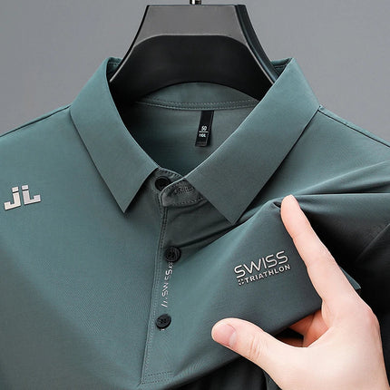 Breathable Men's Polo Shirts Solid Color Embroidered Logo Short Sleeve Casual Sports Summer Top