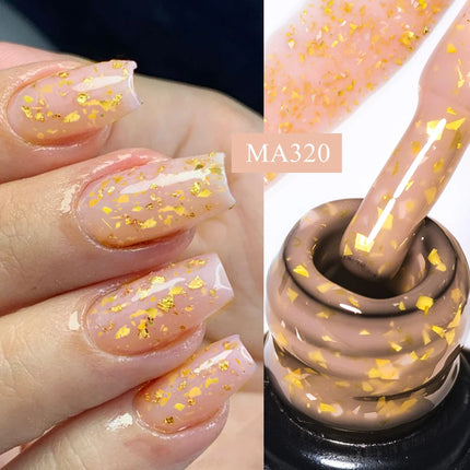 MEET ACROSS 7ml Jelly Nude Shimmer Rubber Base Gel Glitter Pink Purple UV/LED Nail Art Vernis Gel Polish for Manicure Nails DIY